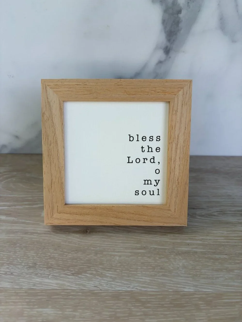 Bless The Lord Canvas Wood Sign 4x4 Natural Christian Rustic Tiered Tray Shelf